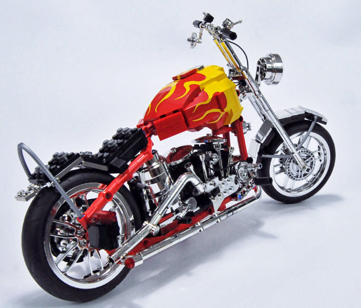 Image of very realistic LEGO built motorcycle